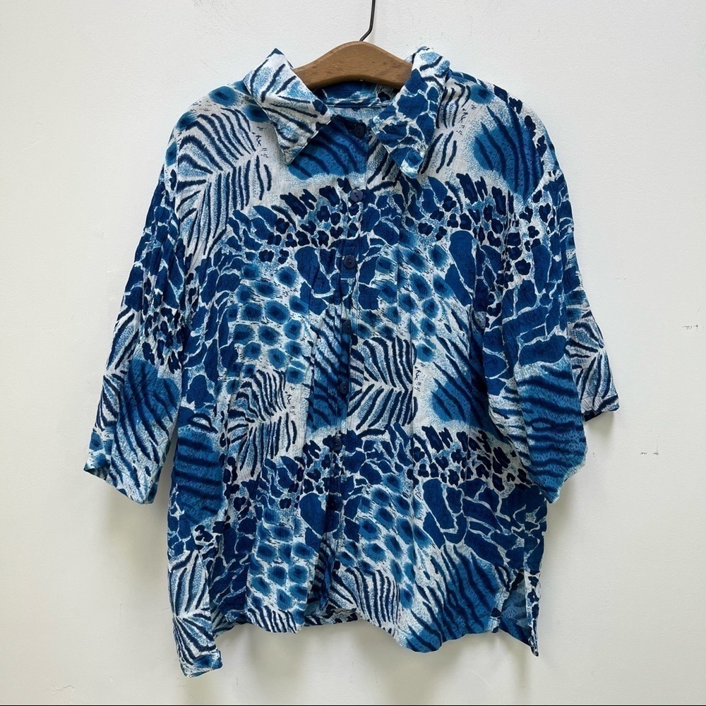 Vintage Blue Leopard Cheetah Print Top